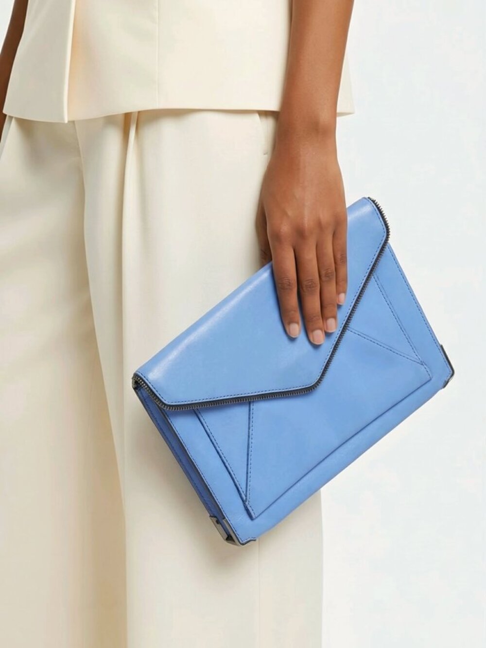 Rebecca Minkoff Marlowe Envelope Crossbody Bag in Periwinkle Blue Leather